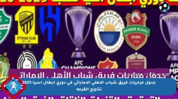 جدول مباريات فريق شباب الأهلي الإماراتي في دوري أبطال آسيا 2025 نتائج القرعة
